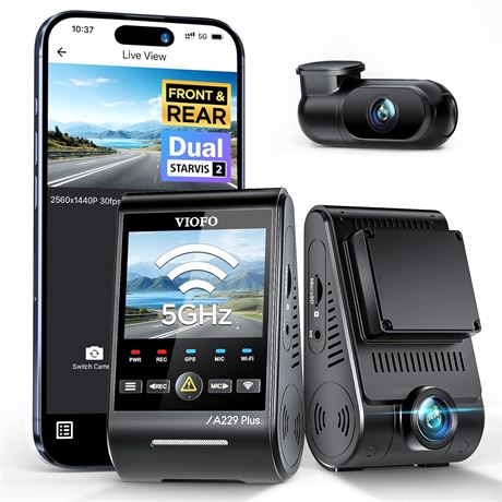 VIOFO A229 Plus Dual Dash Cam 1440P HDR, GPS, STARVIS 2 Sensors, WiFi, 512GB Max