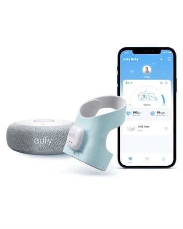 eufy Baby Monitor & Baby Smart Sock, 2.4 GHz Wi Fi, Sleep & Heart Rate