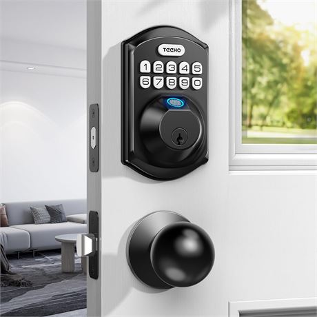 TEEHO TE002K Fingerprint Smart Lock, Keypad Deadbolt, Matte Black