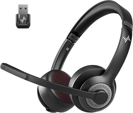 JIAMQISHI Wireless Headset with Mic, Bluetooth 5.2, AI Noise Cancellation