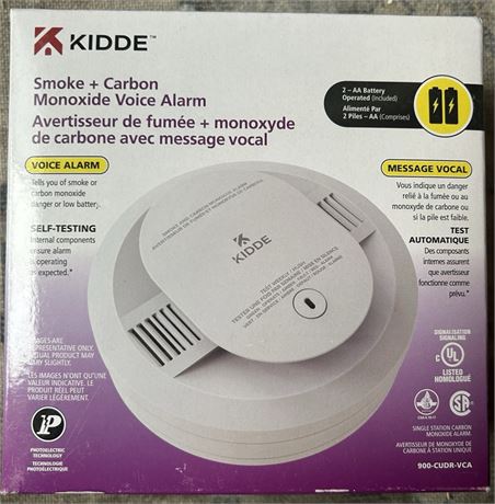 Kidde 900-CUDR-VCA Smoke & Carbon Monoxide Detector Voice Alarm Battery Powered