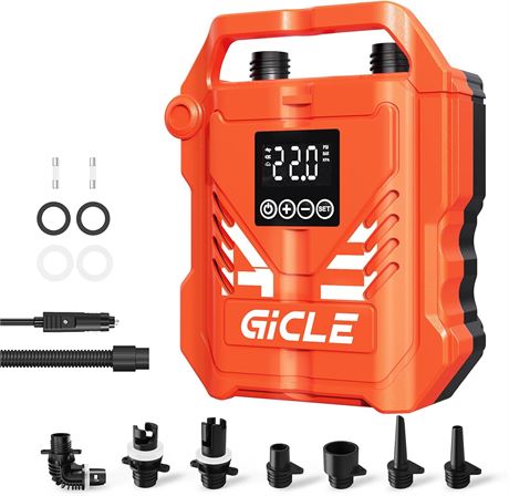 Electric SUP Pump 22PSI Dual Stage Inflator/Deflator, Auto Stop, 12V Car Plug