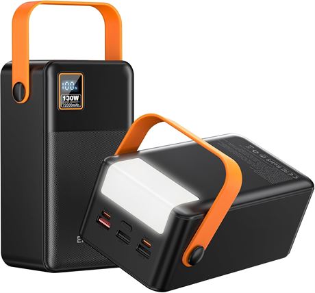 EnergyQC 72000mAh Power Bank & 130W Portable Power Station with Display