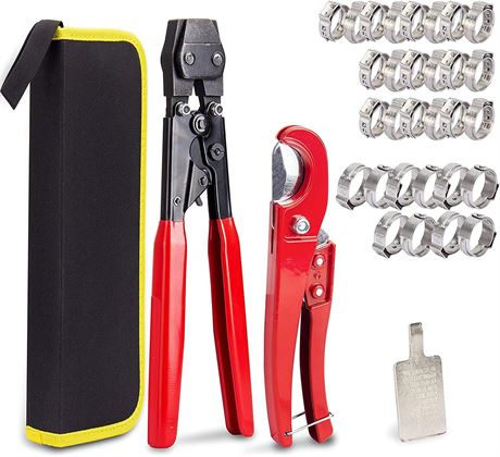 KOTTO Pex Crimping Clamp & Cutter Kit, 3/8 1", 20x1/2", 10x3/4" Clamps