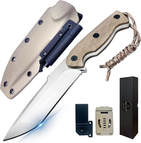 VG-10 Steel Survival Knife with G10 Handle & K-Sheath, 10" Tactical Outdoor
