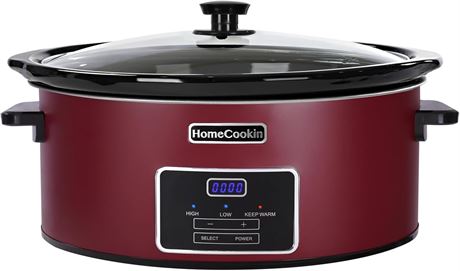 HOMECOOKIN Mijoteuse Programmable 8 Quart Cuisine Famille Rouge