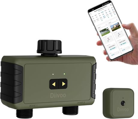 WiFi Sprinkler Timer 2-Zone, App, Rain Delay