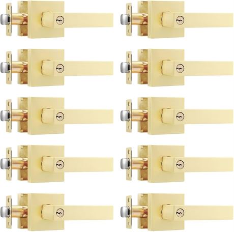 Leydebong 10-Pack Keyed Entry Door Knob Set, Lock with Key, Keyed Alike
