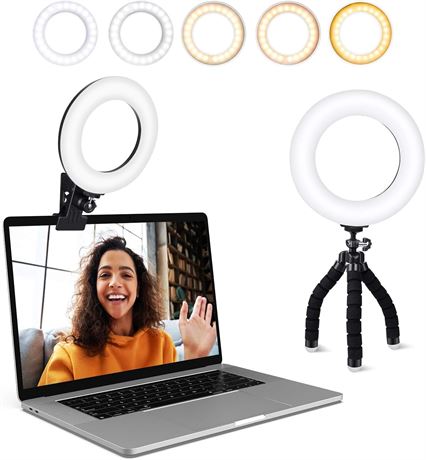 Kit éclairage visioconférence anneau LED pince 5 couleurs 5 niveaux