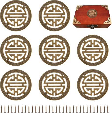 Brass 8Pcs Traditional Chinese Pattern Corner Protectors for Wood Cabinets