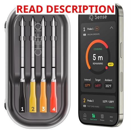 CHEF iQ Sense Smart Wireless Meat Thermometer with 4 Probes, WiFi Gen3