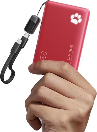 INIU Portable Charger 10000mAh 45W PD USB-C In/Out Power Bank Red