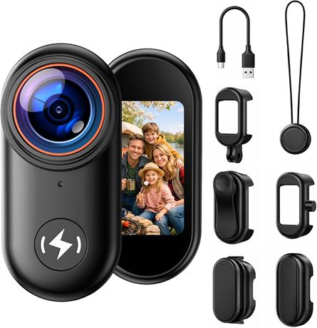 4K Mini Body Camera with 64GB Card, 1.47" Screen, Magnetic Mount