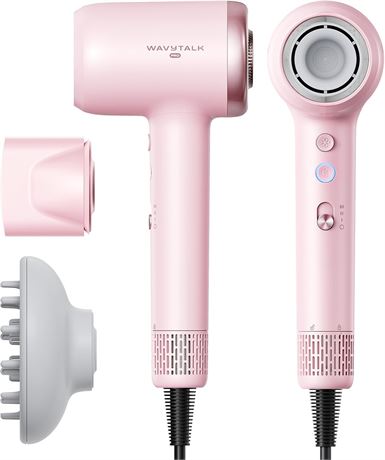 Wavytalk Turblow Pro Hair Dryer with Diffuser, 3 Speeds/Temps, Pink