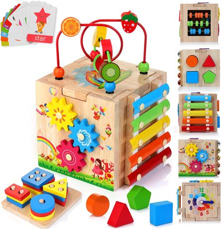 Cube Activité Bois Kizfarm Montessori 8 en 1 Bébé