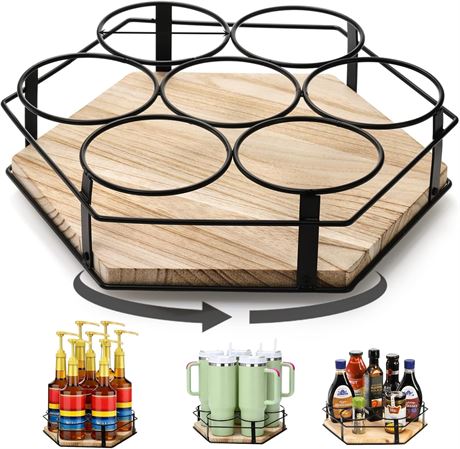 Cididu Support rotatif pour 7 bouteilles de sirop, plateau tournant