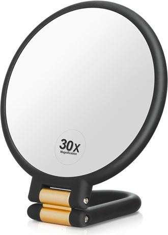 Martvex miroir de poche 1x/30x grossissant, pliable, maquillage voyage noir