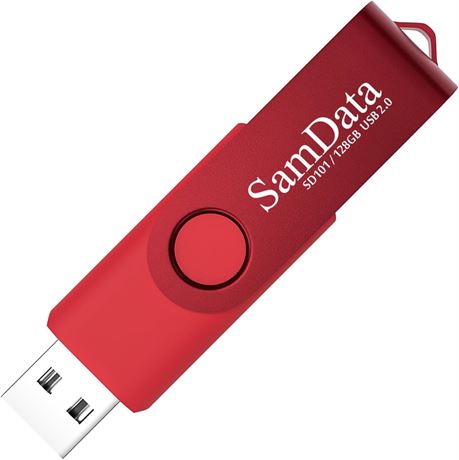 128GB USB Flash Drive Red with LED for Storage and Backup