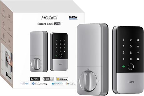Aqara UWB Smart Lock U400, Fingerprint & Keyless Entry, Touchscreen, Silver