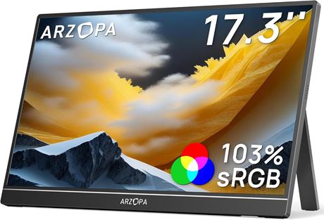 ARZOPA A1M Moniteur portable 17,3" 1080p FHD IPS HDMI/USB-C, haut-parleurs