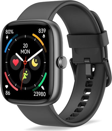 Montre connect e homme/femme appels, 4,6 cm, FC/SpO2/sommeil, 120 modes noir