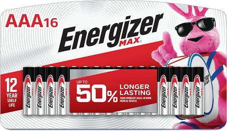 Energizer MAX AAA Batteries (16 Pack), Triple A Alkaline Batteries