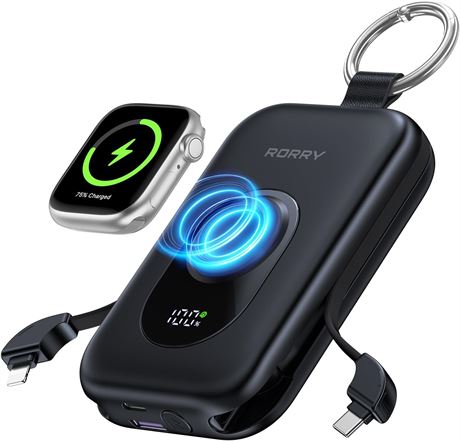 RORRY CharmGo 20000mAh 30W PD Power Bank with 2 Built-in Cables