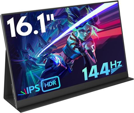HONGO 16.1" 144Hz Portable Gaming Monitor 1080P HDR FreeSync IPS