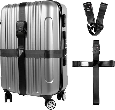travel inspira TSA Luggage Strap with Lock, Adjustable Belt, 20-32