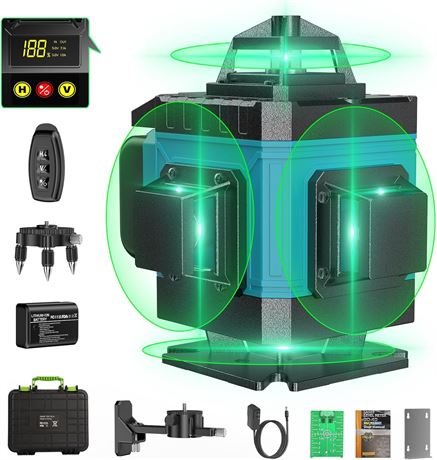 Niveau laser 16 lignes auto-nivelant 360 , croix verte 4D, t l commande