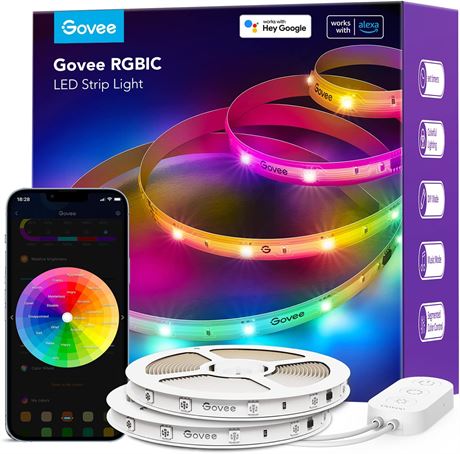 Govee Bande LED RGBIC 20 m, Alexa/Google Assistant, couleurs, Wi Fi