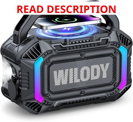 Wilody Bluetooth Wireless Speaker, 100W Outdoor, IPX7, 20h, TWS, RGB, Black