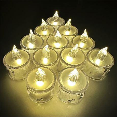 24 Flameless Crystal Tealight Candles, LED Flickering Lights for Décor