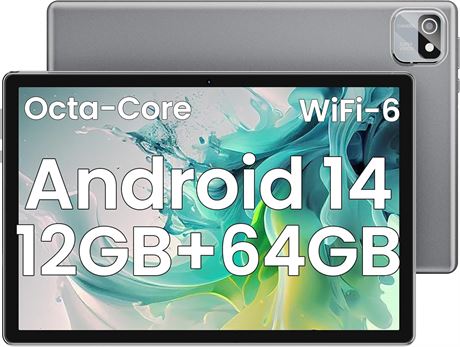 Tablette Android 14, 10.1", Octa-Core, 12+64Go, WiFi 6, 1080p