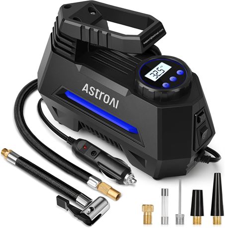 AstroAI Tire Inflator 9.8ft Cord 12V DC Digital Gauge LED Light