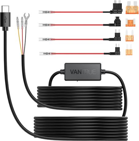 Vantrue USB-C Cable Kit 3.5m, 12V-24V, Low Voltage Protection for Dashcams