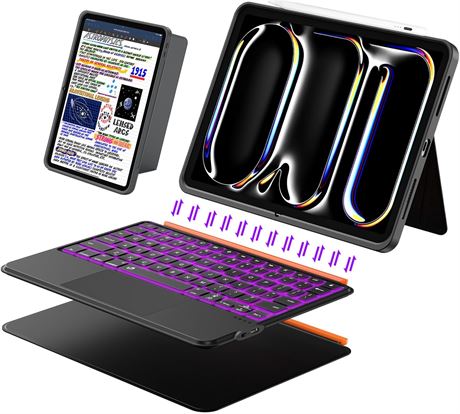 iPad Pro 13in Case with Keyboard (M5 2025, M4 2024), Backlit Keyboard