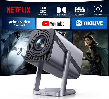 iWIMIUS S29 Smart Projector 20W Dolby Audio WiFi6 BT 1080P 600ANSI Auto Focus 4K