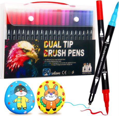 Marqueurs 60 Dual Tip Brush Markers Set DIY Coloration