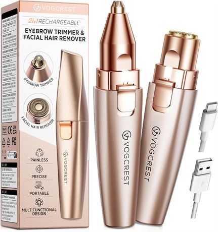 VG VOGCREST Eyebrow Trimmer: 2-in-1 Rechargeable Facial Hair Removal