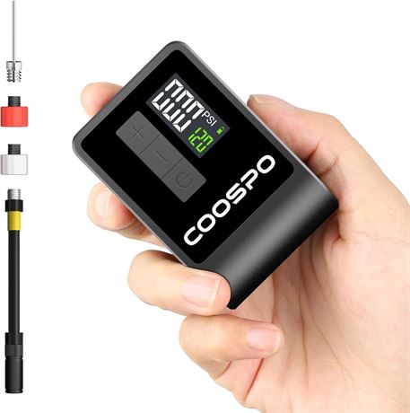COOSPO Mini Electric Bike Pump AP-B1, Portable 120 PSI Presta/Schrader Pump