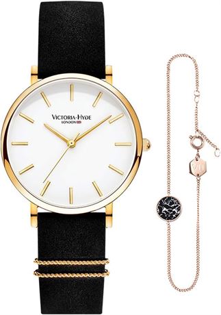 Victoria Hyde Stainless Steel Women’s Quartz Watch Bracelet Set