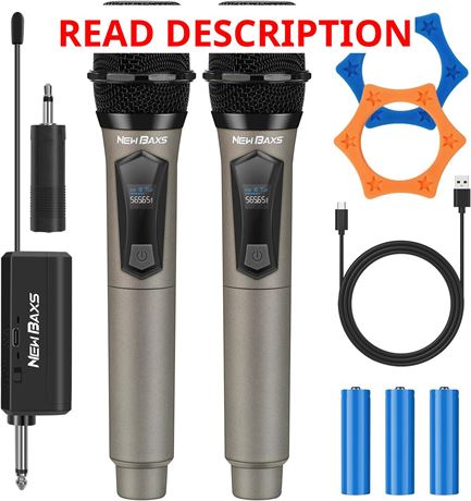 BAXS Wireless Microphones, Dual Karaoke System with Rechargeable Receiver