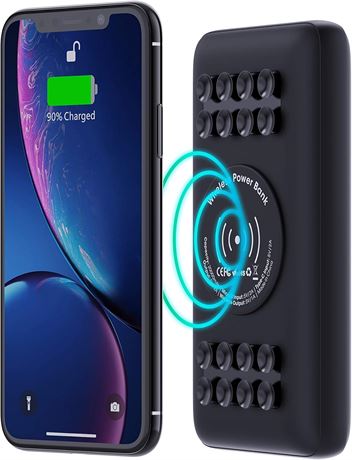 20,000mAh Wireless Power Bank Suction Cups 18W PD Fast Charger iPhone Samsung