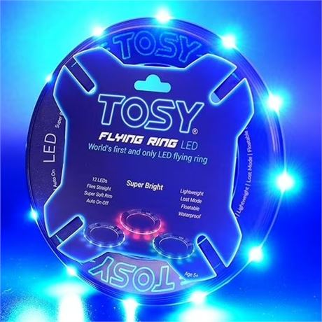 TOSY Flying Ring 16M Color RGB/12 LEDs, Waterproof Lightweight Frisbee