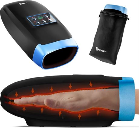 Lifepro Cordless Hand Massager   Heat, 5 Intensities, 5 Modes, Travel Bag