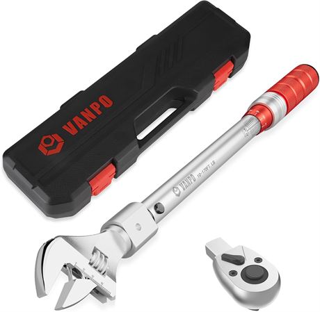 VANPO Adjustable Torque Wrench 13.6–230Nm with Ratchet & Open End Head