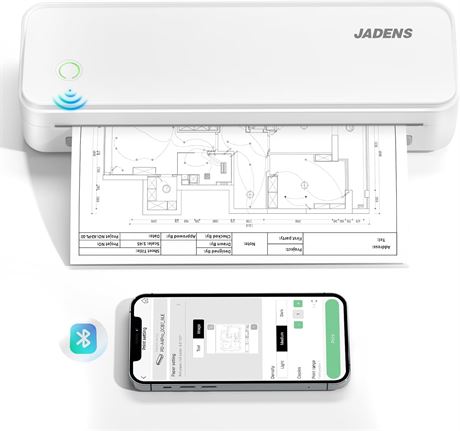JADENS Wireless Portable Printer, Inkless A4 Thermal Printer for Travel