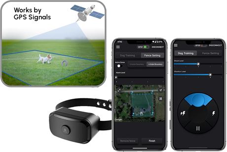 GF02e-GPS Dog Fence with No Subscription, Custom Boundary, 2-in-1 Collar