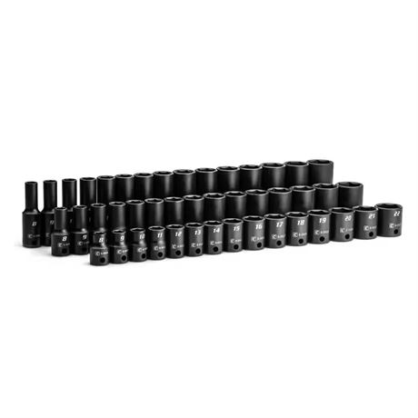 3/8 in. Drive Metric Impact Socket Set (Shallow/Semi-Deep/Deep, 45-Pc)